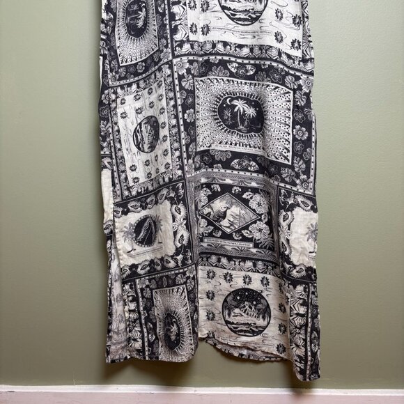 Desmond & Dempsey Women Linen Dress Size XL Midi Spaghetti Strap Tropical Beachy - Picture 3 of 16